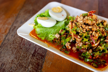 Yum Tua Poo ,Wing Bean Shrimp Salad with egg,Thai food