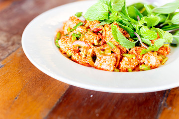 Spicy salmon pork , Thai food