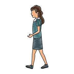 Young woman walking vector illustration graphic design