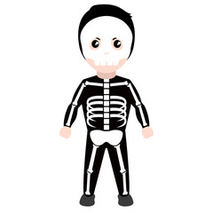 Kid with a skeleton costume. Halloween