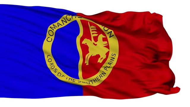 The Comanche Nation Indian Flag, Isolated View Realistic Animation Seamless Loop - 10 Seconds Long