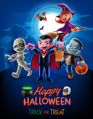 Fototapeta premium halloween illustration trick or treat