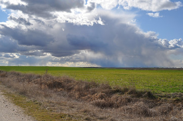 Cielo nublado en el campo