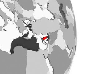 Cyprus on grey political globe