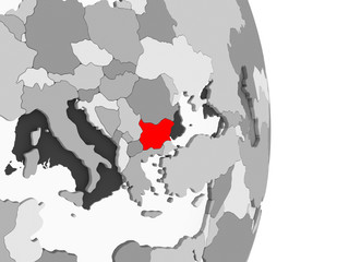 Bulgaria on grey political globe