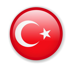 Turkey flag. Round bright Icon on a white background