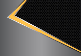 Abstract yellow light arrow direction on gray metal black circle mesh design modern futuristic background vector illustration.