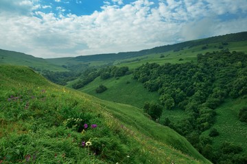 Fototapeta na wymiar Highlands in the Caucasus Mountains.