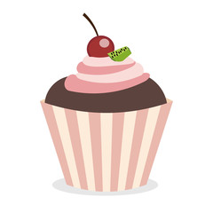 Delicious sweet dessert in cute girlish style cupcake