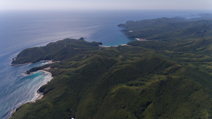Aerial view of clean water sea and sand coast