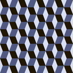 Abstract blocks visual illusion seamless contrast blue pattern for craft, wrapping, fabric, textile