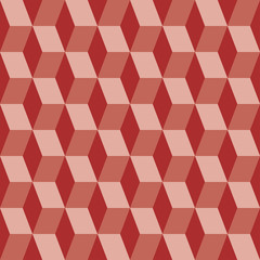Abstract blocks visual illusion seamless contrast red pattern for craft, wrapping, fabric, textile