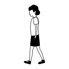 Young woman walking vector illustration graphic design