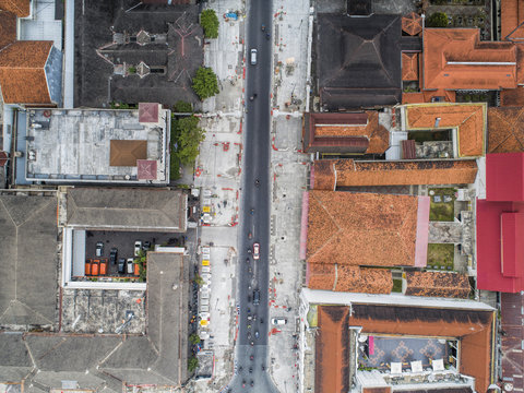 Aerial view of Yogyakarta city center about 100m above ground level