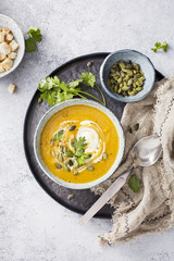 Spiced Pumpkin, Carrot, and Sweet Potato Soup