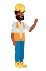 construction man with safety helmet and vest over white background, vector illustration