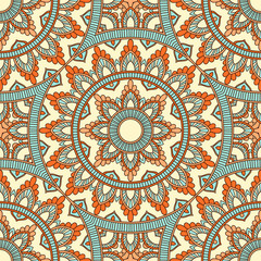 Hand drawn ornamental seamless pattern. Vector Illustration