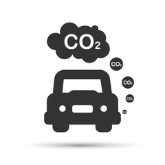 car exhaust, co2, smoke. Flat vector illustration on white background