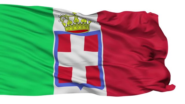 Italy 1860 Flag, Isolated View Realistic Animation Seamless Loop - 10 Seconds Long