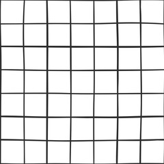 Trendy checkered grid seamless pattern. Black hand drawn lines on white background. Vector texture for wallpaper, wrapping, textile, poster, fabric