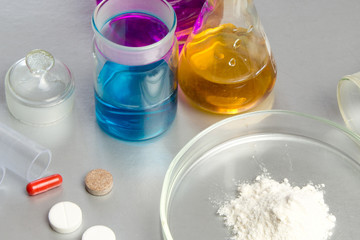 Chemical Laboratory and reagents .Illegal drug production in laboratories. The concept of drug abuse. Opioid epidemic. Selective focus