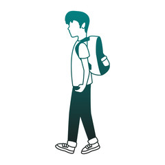 Young man with backpack vector illustration graphic design