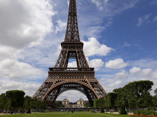 Eiffel tower blue sky