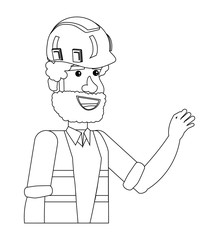 construction man with safety helmet and vest over white background, vector illustration