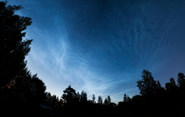 Beautiful night shining clouds panorama