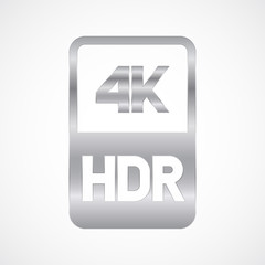 4K HDR format silver icon. Pure vector illustration on white background