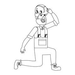 construction man on his knees over white background, vector illustration