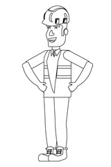 construction man standing over white background, vector illustration