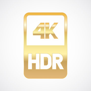4K HDR format gold icon. Pure vector illustration on white background