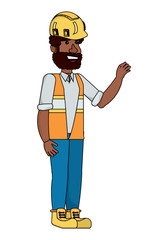 construction man with safety helmet and vest over white background, vector illustration