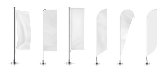 Vector set of different types banner flag - obrazy, fototapety, plakaty