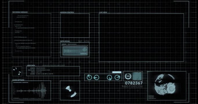 Science-Fiction hightech Monitor with free displays for inserting your own videos, Loop, 4k DCI