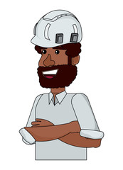 engineer with safety helmet over white background, vector illustration