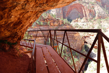 A wooden bridge on the trail