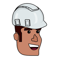 cartoon man with safety helmet over white background, vector illustration