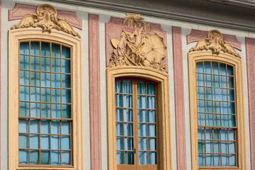 Windows of China Castle (Kina Slott), part of the Drottningholm Royal Domains, near UNESCO World Heritage Site Drottningholm Palace