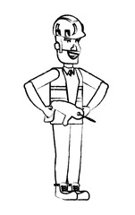 constrcution man holding a drill over white background, vector illustration