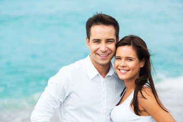 Portrait of a Happy Smiling Couple at the Beach