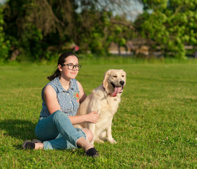 appy dog and owner enjoying nature in the park