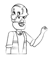 construction man with safety helmet and vest over white background, vector illustration