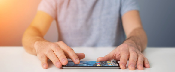 Businessman using modern mobile phone