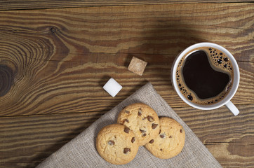 Coffee and biscuits with chocolate