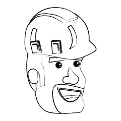 cartoon builder man with safety helmet over white background, vector illustration