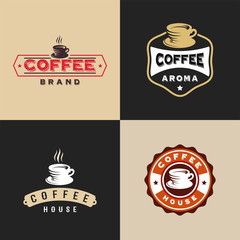 Set of Vintage Coffee Logo badge designs concept vector, Coffee house, Coffee aroma brand logo symbol