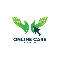 Online Care logo designs concept vector, Simple Care lgotemplate