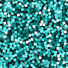 Glitter seamless texture. Adorable emerald particles. Endless pattern made of sparkling squares. Adm